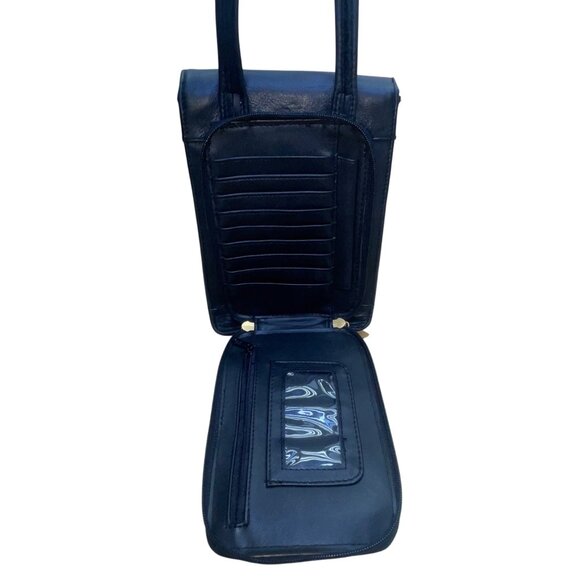 Tignanello Women’s Black Genuine Leather Adjustable Strap Gold Zip Crossbody Bag - Picture 7 of 15